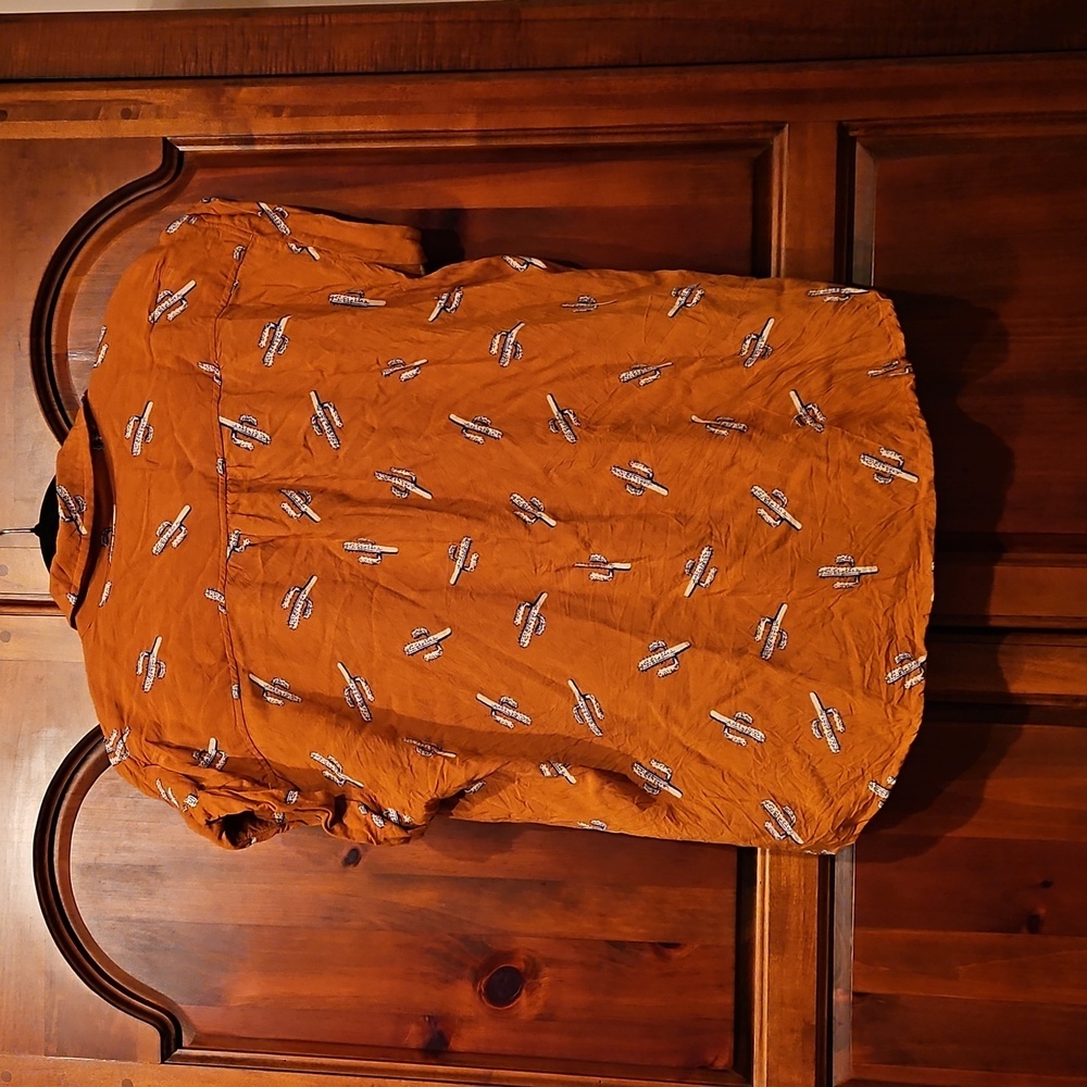 Orange Button-Up Blouse - Picture 3 of 6